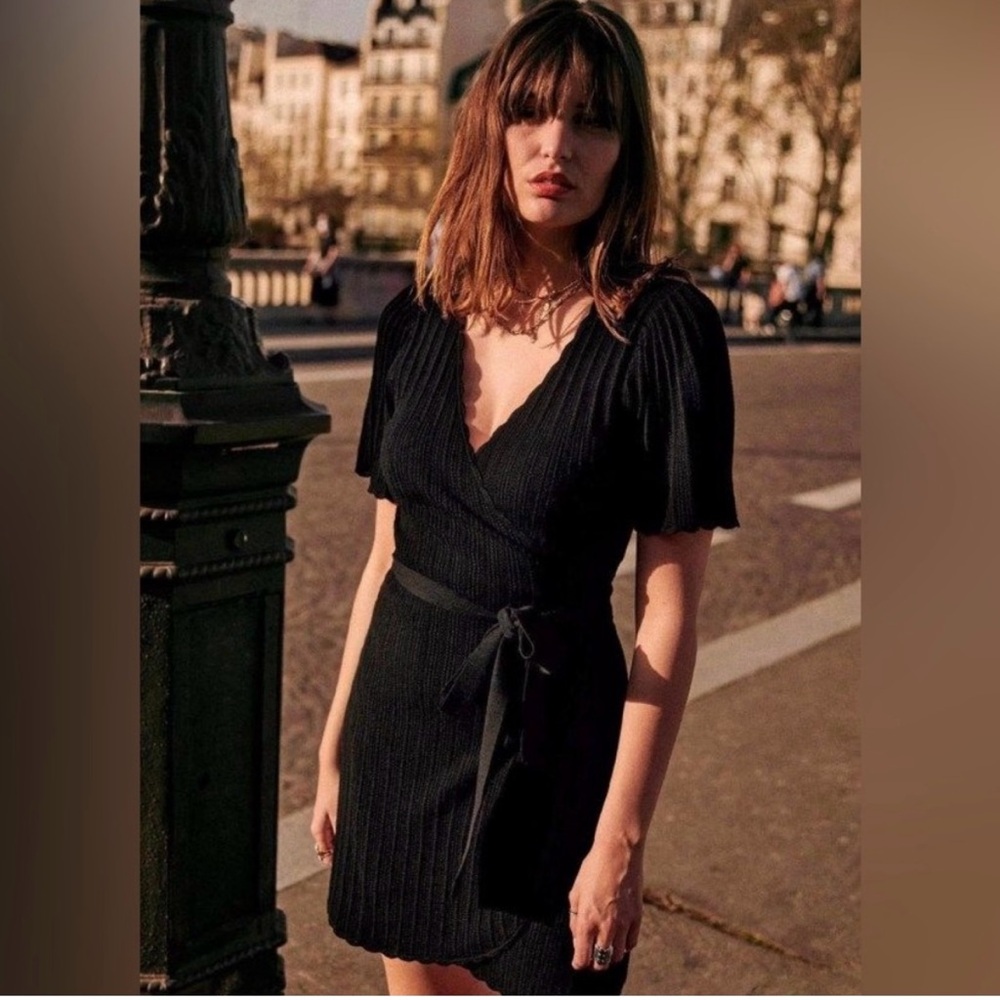 Sezane Luisa mini dress size XS black